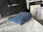CHANEL MINI 20 CROSSBODY BAG IN BLUE DENIM WITH CHAIN