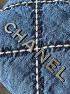 CHANEL MINI 20 CROSSBODY BAG IN BLUE DENIM WITH CHAIN