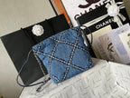 CHANEL MINI 20 CROSSBODY BAG IN BLUE DENIM WITH CHAIN