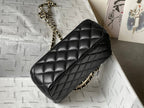 CHANEL MINI 18 FLAP BAG IN BLACK LAMBSKIN