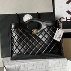 CHANEL MEDIUM 36 SHOPPING BAG IN BLACK CALFSKIN