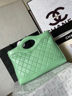 CHANEL MEDIUM 36 SHOPPING BAG IN GREEN MINT CALFSKIN