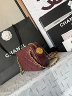 CHANEL CAMERA BAG 18 IN BUANEER RED QUILTED LAMBSKIN DOUBLE C GOLD COIN