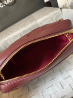 CHANEL CAMERA BAG 24 IN BUANEER RED QUILTED LAMBSKIN DOUBLE C GOLD COIN