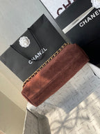 CHANEL 25S HOBO BAG 33 IN DARK BROWN SUEDE WITH GOLD HARDWARE