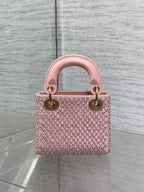 MICRO 12 LADY BAG IN BLUSH PINK SATIN WITH BEADING