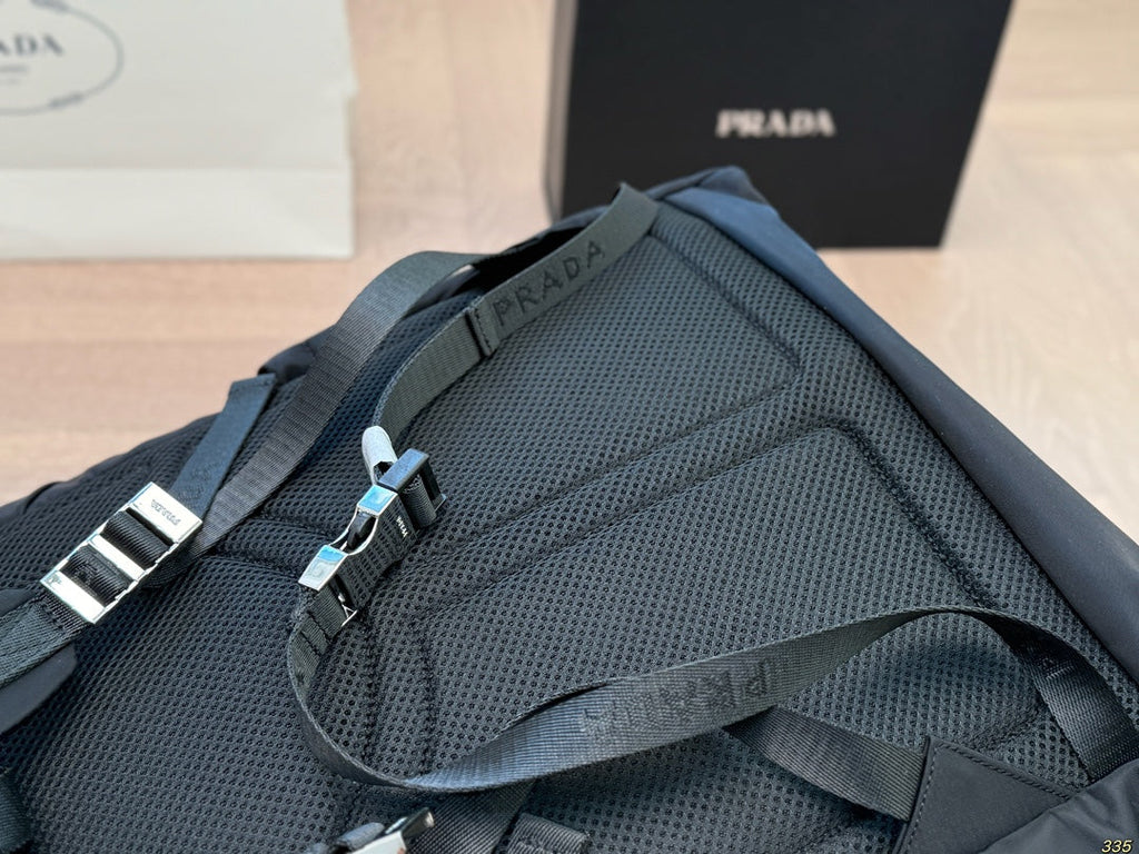 BUCKLE BACKPACK 51 IN BLACK RE-NYLON MIX CALFSKIN
