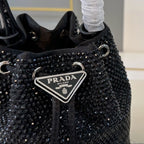STUDDED BUCKET BAG 19 IN BLACK RE-NYLON MIX CALFSKIN