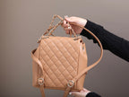 CHANEL 25S BACKPACK 21 CM IN LIGHT BROWN LAMBSKIN