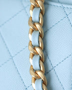 CHANEL 25S HOBO BAG 30 CM IN PASTEL BLUE LAMBSKIN WITH GOLD HARDWARE