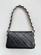 CHANEL 25S FLAP BAG 20 CM IN BLACK LAMBSKIN WITH GOLD HARDWARE