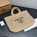 LARGE TOTE BAG 41 IN BEIGE MIX BLACK WOVEN RAFFIA
