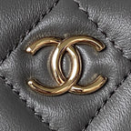 CC MINI 17 CLUTCH WITH STRAP IN DARK GREY CALFSKIN
