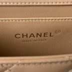 CHANEL MINI 19 FLAP BAG IN DARK BEIGE CALFSKIN GOLD HARDWARE