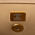CHANEL MINI 19 FLAP BAG IN DARK BEIGE CALFSKIN GOLD HARDWARE