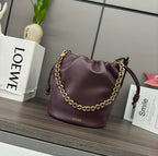LOE 32 FLAMENCO PURSE BUCKET IN CHESTNUT BROWN LAMBSKIN