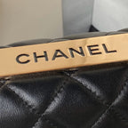 CHANEL SMALL 20 FLAP BAG IN BLACK CALFSKIN WITH CHAIN