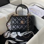 CHANEL SMALL 20 FLAP BAG IN BLACK CALFSKIN WITH CHAIN