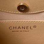 CHANEL 25S TOP HANDLE 20 CM IN DARK BEIGE LAMBSKIN