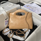 CHANEL 25S TOP HANDLE 20 CM IN DARK BEIGE LAMBSKIN