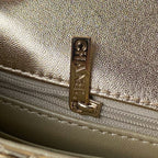 CHANEL MINI 19 FLAP BAG IN GOLDEN METALLIC CALFSKIN WITH STRAP