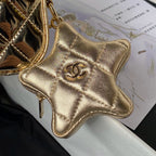 CHANEL MINI 19 FLAP BAG IN GOLDEN METALLIC CALFSKIN WITH STRAP