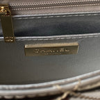 CC 20 FLAP BAG IN SILVER METALLIC CALFSKIN WITH STRAP