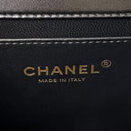 CHANEL FLAP BAG 22 IN BLACK CALFSKIN WITH DOUBLE GOLD BALL