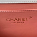 CHANEL FLAP BAG 22 IN WHITE CALFSKIN WITH DOUBLE GOLD BALL