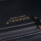 CHANEL 25S MINI FLAP BAG 20 IN BLACK PATENT CALFSKIN GOLD HARDWARE