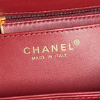 CHANEL RETRO STYLE FLAP BAG 19 IN STILETTO RED GRAINED CALFSKIN GOLD HARDWARE