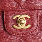 CHANEL RETRO STYLE FLAP BAG 19 IN STILETTO RED GRAINED CALFSKIN GOLD HARDWARE