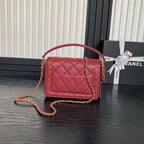 CHANEL RETRO STYLE FLAP BAG 19 IN STILETTO RED GRAINED CALFSKIN GOLD HARDWARE
