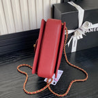 CHANEL RETRO STYLE FLAP BAG 19 IN STILETTO RED GRAINED CALFSKIN GOLD HARDWARE