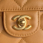 CHANEL RETRO STYLE FLAP BAG 19 IN RAW SIENNE GRAINED CALFSKIN GOLD HARDWARE