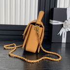 CHANEL RETRO STYLE FLAP BAG 19 IN RAW SIENNE GRAINED CALFSKIN GOLD HARDWARE