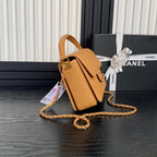 CHANEL RETRO STYLE FLAP BAG 22 IN RAW SIENNA GRAINED CALFSKIN GOLD HARDWARE