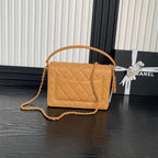 CHANEL RETRO STYLE FLAP BAG 22 IN RAW SIENNA GRAINED CALFSKIN GOLD HARDWARE