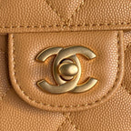 CHANEL RETRO STYLE FLAP BAG 22 IN RAW SIENNA GRAINED CALFSKIN GOLD HARDWARE