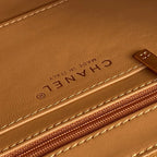 CHANEL RETRO STYLE FLAP BAG 22 IN RAW SIENNA GRAINED CALFSKIN GOLD HARDWARE