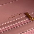 CHANEL RETRO STYLE FLAP BAG 22 IN LIGHT PINK GRAINED CALFSKIN GOLD HARDWARE