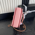 CHANEL RETRO STYLE FLAP BAG 22 IN LIGHT PINK GRAINED CALFSKIN GOLD HARDWARE