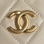 HOBO BAG 24 IN BEIGE CALFSKIN GOLD DOUBLE C THICK CHAIN