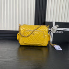 CHANEL CAMERA BAG 24 IN MIMOSA YELLOW SHINY CALFSKIN GOLD CHAIN