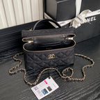 CHANEL COSMETIC BAG 19 IN BLACK GRAINED CALFSKIN GOLD HARDWARE