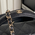 CHANEL COSMETIC BAG 19 IN BLACK GRAINED CALFSKIN GOLD HARDWARE