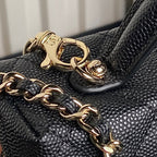 CHANEL COSMETIC BAG 19 IN BLACK GRAINED CALFSKIN GOLD HARDWARE
