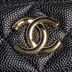 CHANEL COSMETIC BAG 19 IN BLACK GRAINED CALFSKIN GOLD HARDWARE