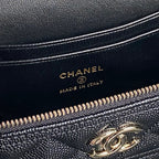 CHANEL COSMETIC BAG 19 IN BLACK GRAINED CALFSKIN GOLD HARDWARE