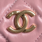 CHANEL BOWLING BAG 29 IN BABY PINK CALFSKIN GOLD HARDWARE